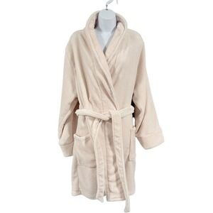 Soma Plush Short Bath Robe Womens XXL Pink 100% Polyester Shawl Collar Tie Belt